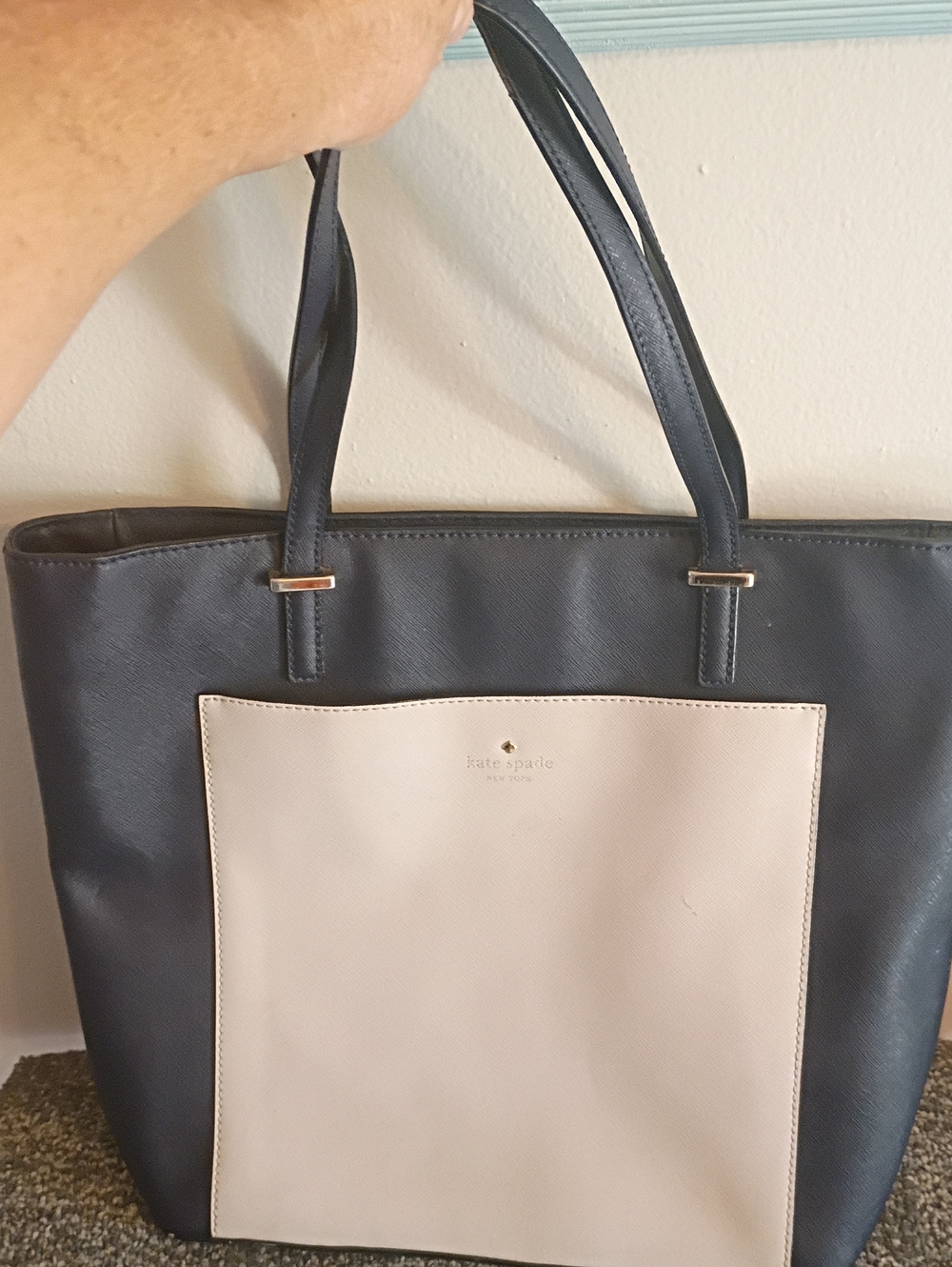 kate spade Navy and Cream Two-Tone Tote